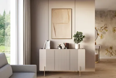 Obrázok produktu pre Komoda Malmi 150 cm kašmírový lesk - elegantná, zlaté nohy, moderná