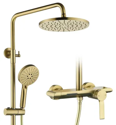 Obrázek produktu pro Sprchový systém 260 mm, dešťová sprcha, 4 režimy, kartáčovaná zlatá barva