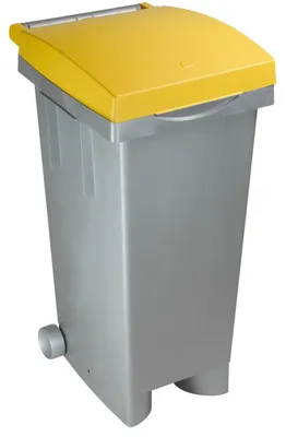 Image de Poubelle à roulettes pour le tri sélectif 80 litres Tata ICS - Jaune