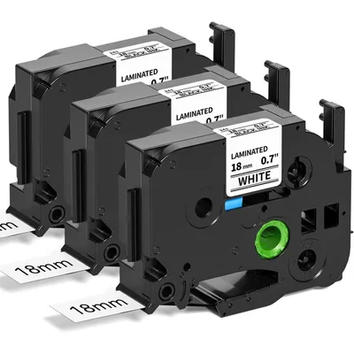 Produktbild von Phomemo 3-er Pack kompatibles Etikettenband TZe241, 18mm/0,7" Schwarz auf Weiß, passend für Brother P-touch D400/D400VP/Cube/D600/P700/2430