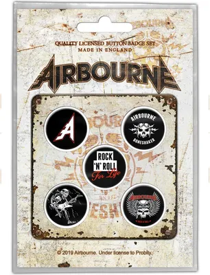 Image de Airbourne - Badge "Boneshaker" pack de 5 - Plastique, métal RO7357 (taille unique) (Noir/Blanc/Rouge)
