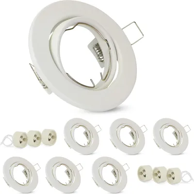 Produktbild von ZMH 6ER Set Einbaurahmen Weiß GU10 Einbaustrahler Rahmen mit Sockel Lochdurchmesser 50mm Einbauspots Schwenkbar 30°Spot für LED Leuchtmittel Halogen