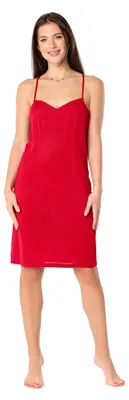 Produktbild von Bellivalini Damen Unterkleid V-Ausschnitt Petticoat Einstellbare Träger Gekreuzt BLV50-272 (Rot, S )