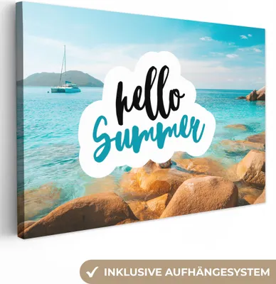Produktbild von OneMillionCanvasses® - Leinwandbilder - 140x90 cm, Sommer - Zitat - Boot - Meer, Wandbilder Kunstdruck Wanddekoration