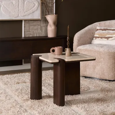 Produktbild von Starfurn Beistelltisch Maeve, braunes Marmor, 57 cm