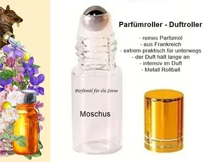 Produktbild von GKA Parfüm Duftroller Parfümroller Moschus Musk Roll-On für unterwegs Parfümöl aus Frankreich sehr intensiv