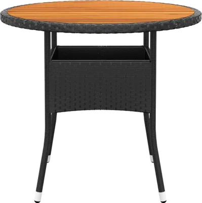 Obrázok produktu pre vidaXL Záhradný stôl Ø80x75 cm Akáciové drevo a polyratan čierny
