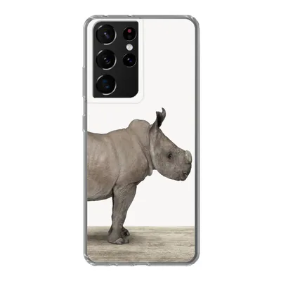 Produktbild von MuchoWow® Handyhülle Schutzhülle Hülle für Samsung Galaxy S21 Ultra Rhinozeros - Tiere - Jungen - Mädchen Silikon Softcase Handy Hülle - Mobiltelefon