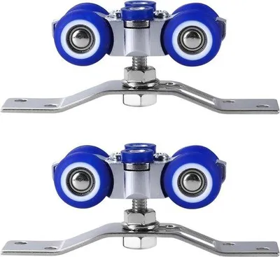 Produktbild von Schuifdeurbeslag Edelstahl blau 2-teilig