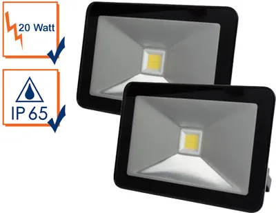 Produktbild von 2er Set 20W LED Strahler IP65 Arbeitsleuchte, Scheinwerfer Flutlicht Baustrahler