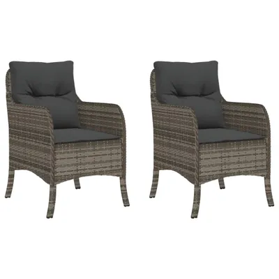 Produktbild von Gartenstühle mit Kissen 2 Stk. Grau Poly Rattan