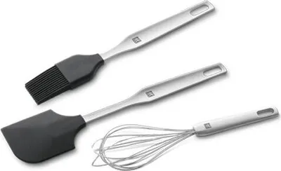 Produktbild von Zwilling Twin Backset 3-teilig – Edelstahl Schneebesen, Backpinsel & Spatel mit Silikon, hitzebeständig, spülmaschinenfest, Backzubehör Set