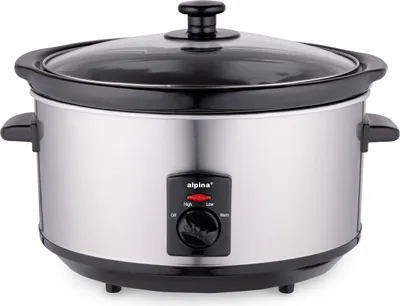Produktbild von alpina Slow Cooker 3,5L Multikocher mit Warmhaltefunktion - Keramik-Innenpfanne und Glasdeckel - 240W - Edelstahl