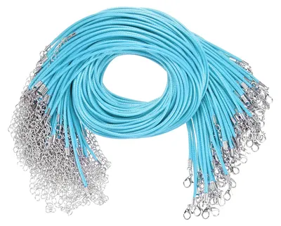 100x gewachstes Kordelband 45 cm, 2 mm, mit Krebsverschluss