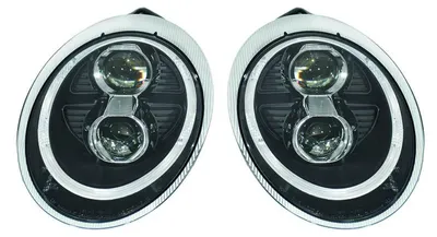 Immagine prodotto di Fari anteriori neri, con vetro trasparente, per Porsche 911 997, modelli dal 2004 al 2008, lato sinistro e destro