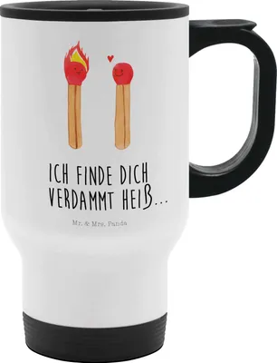 Produktbild von Mr. & Mrs. Panda thermosbecher Streichhölzer - Weiß - Geschenk, Kaffeebecher To Go, Edelstahlbecher, Liebesgeschenk, To-Go-Becher, Liebesbeweis, Freundin, Thermobecher