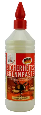 Produktbild von Brennpaste rußfrei geruchlos CO2-neutral aus nachwachsenden Rohstoffen mit Dosiertülle für Fondue Wok heiße Steine