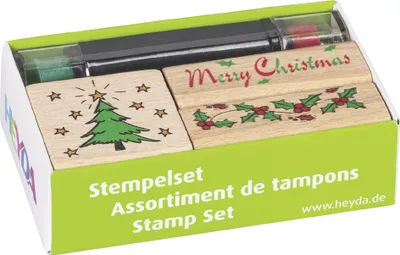 Produktbild von HEYDA Motivstempel-Set "Weihnachten" aus Holz 3-teilig