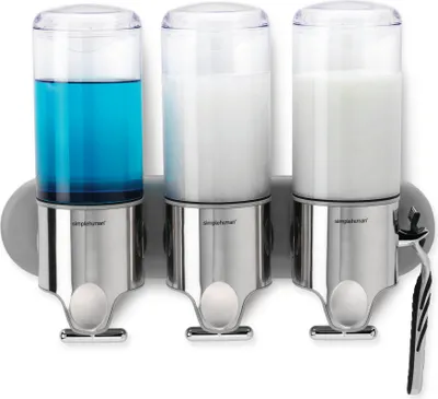 Produktbild von simplehuman Dreifachspender mit Wandhalterung, Edelstahl - 444ml - 6,8x6,8x46,2 cm; BT1029