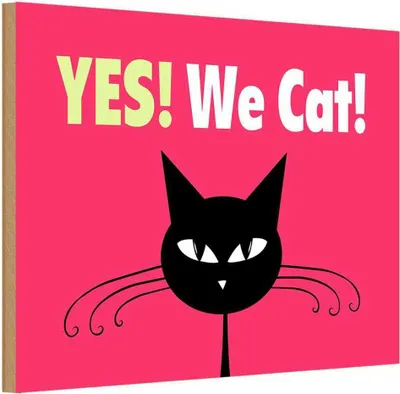Produktbild von vianmo Holzschild 12x18 cm Yes We cat Katze Tier Haustier