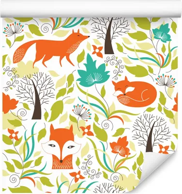 Produktbild von 10m VLIES TAPETE Rolle Natur Wald Bäume Blumen Tiere Füchse Gemalt XXL