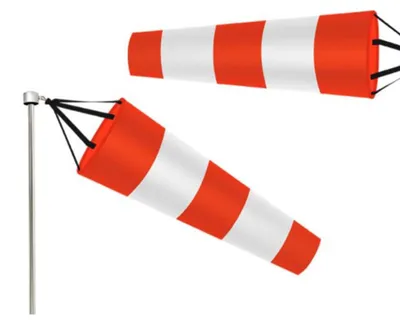 Flughafen-Windsack 60 cm, rot/weiß, Rip-Stop-Polyester