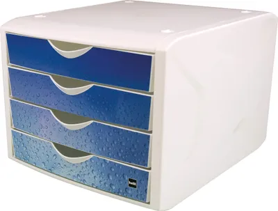 Produktbild von Helit H6129634 - 4 Schublade n - Kunststoff - Blau - Weiß - 1 Stueck e