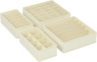 Produktbild von Famanu Set von 4 großen Stoff-Organizer für Schubladen - Beige