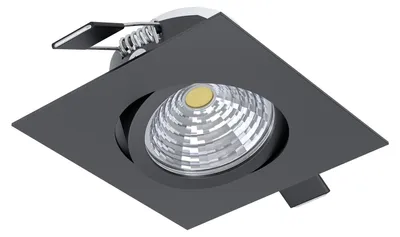 Produktbild von EGLO LED Einbaustrahler Saliceto, dimmbare Deckenspots, Deckenstrahler eckig flach, Aluminium in Schwarz, warmweiß, 8,8 x 8,8 cm