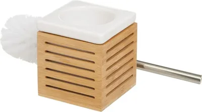 Image de HowHomely | Brosse de toilette - Brosse de toilette - céramique et bambou - marron - Boho - Accessoire de salle de bain