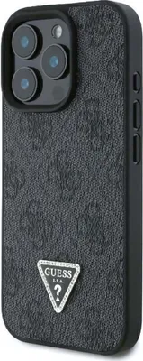 Produktbild von Guess, Hülle für Apple iPhone 16 Pro Edition 4G Strass Dreieck Metall, Schwarz