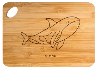 Produktbild von Mr. & Mrs. Panda Schneidebrett Orca - Transparent - Geschenk, holzschneidebrett, Arbeit, Meer, Büro, küchenbrettchen, Brett, Holzbrett, Motivation, Frühstücksbrettchen