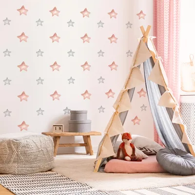 Image de Muralo sticker mural pour chambre d'enfant étoiles multicolores autocollant mural br. 120cm x hauteur. 60cm