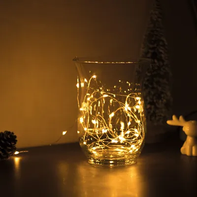 Zdjęcie produktu dla Świąteczna girlanda LED – 5 m – 50 diod LED – ciepła biel – 3 x AA