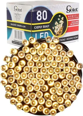 Zdjęcie produktu dla Lampki choinkowe 80 LED na baterie z TIMEREM ciepły biały