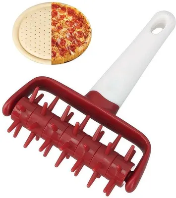 Productafbeelding van Pizza deegroller set voor pizza, taart, gebak en brood (rood) - Zelfklevende pizzadeegroller