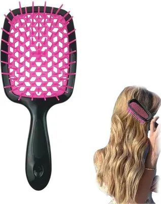 Image de Brosse en caoutchouc pour cheveux bouclés, rouge, antistatique