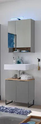 Produktbild von Badezimmer-Set >Denver< (2-tlg.) in grau matt / Evoke Eiche Nachbildung - 60x195x35 (BxHxT)