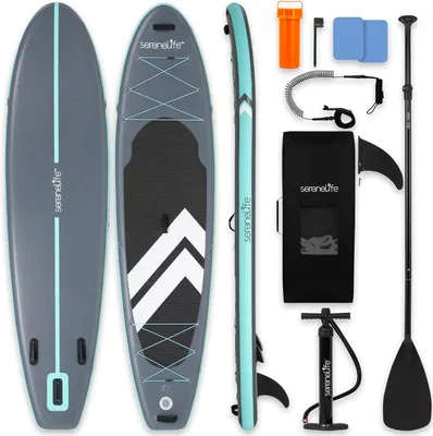Produktbild von SereneLife Stand Up Paddling Board Aufblasbar, SUP 84cm bis 160kg für Erwachsene – Standup Paddle Board Set mit Paddel, Pumpe, Rucksack