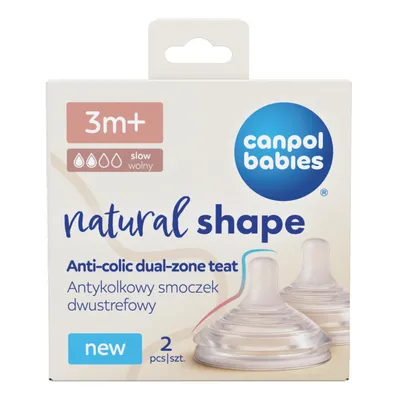 Obrázok produktu pre Canpol babies Anti-Kolik cumlík dvojstupňový Natural Shape 3 m+ 2 ks 21/571