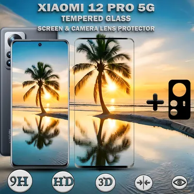 Zdjęcie produktu dla Xiaomi 12 Pro 5G osłona ekranu ze szkła hartowanego i osłona obiektywu 9H
