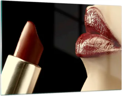 Produktbild von Bilder auf glas - Frau rote Lippen Lippenstift Gesicht - 120x80cm - Glasbilder - Wandbilder - Kunstdruck - Wanddekoration aus Glas - Glas Bilder - Wandbild auf Glas - GAA120x80-0414