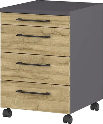 Produktbild von Rollcontainer Büro PRATO-01 in graphit mit Grandson Eiche Nb., B/H/T: ca. 42/61/49 cm