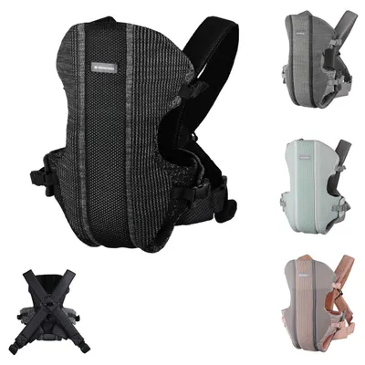 Produktbild von Kikkaboo Babytrage Gwen Fly Strickstoff Bauchtrage Rückentrage Gurte verstellbar schwarz