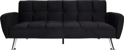 A black sofa is shown against a white background.