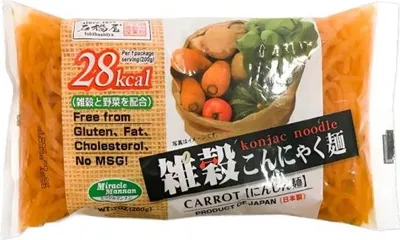 Immagine prodotto di Ishibashi-ya | Tagliatelle di carote Konjac - 200 g - Senza glutine - A basso contenuto calorico - Tagliatelle giapponesi