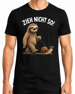Produktbild von Zieh nicht so Faultier Schnecke lustig Geschenk Geburtstag Herren T-Shirt Faultier, Schwarz, L