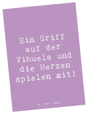 Produktbild von Mr. & Mrs. Panda Designkarte Spruch Vihuela Herzklang - Lavendeltraum - Geschenk, Kunstkarten, Renaissance, Saiteninstrument, Grußkarte, Lernen, Instrument, Postkarte