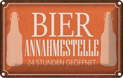 Produktbild von vianmo Blechschild 12x18 cm Bier Annahmestelle 24 Stunden Spruch Zitat