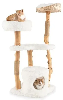 Zdjęcie produktu dla Kratzbaum FANTASK z kryjówką dla kota, pluszowym siedziskiem i platformą do siedzenia, wieża dla kota